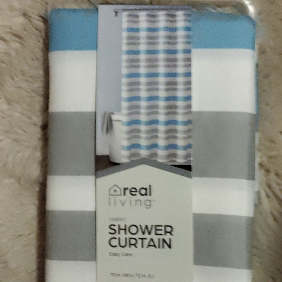 Brand new white gray blue shower curtain - Picture 3 of 3